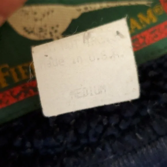 Vintage 90s Field & Stream Outdoor Sherpa Fleece Blue Tan Womens Jacket Size Med - Picture 17 of 17